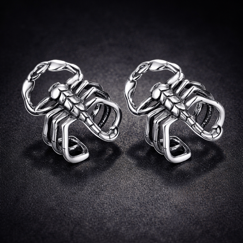 SCORPION STINGER - Non Piercing Earring – Pure Stainless Steel for Men and Boys (2 Pcs)