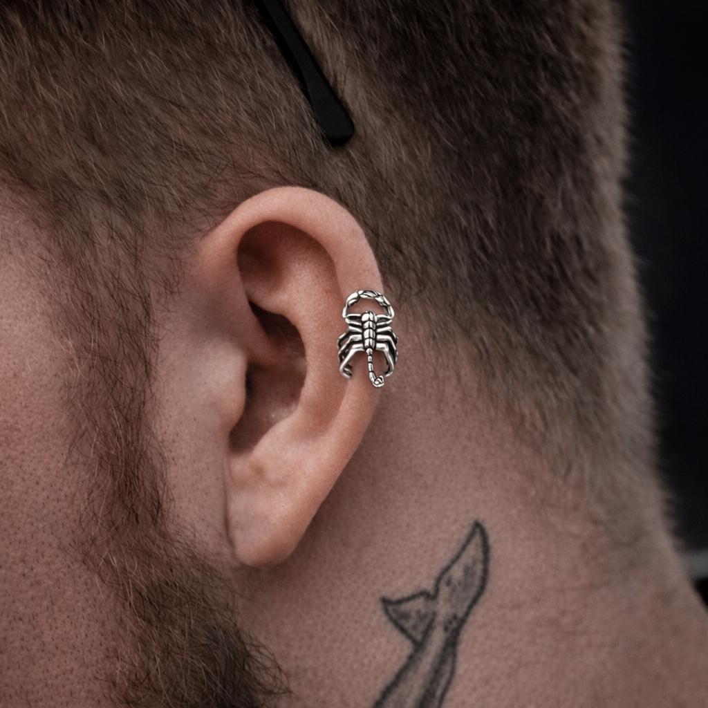 SCORPION STINGER - Non Piercing Earring – Pure Stainless Steel for Men and Boys (2 Pcs)